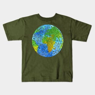 Swirly Earth Kids T-Shirt